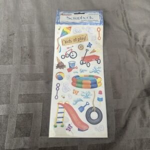 Vintage 2001 Sandylion Kids At Play Toddler Scrapbook Sticker Sheet Multi PSCB44
